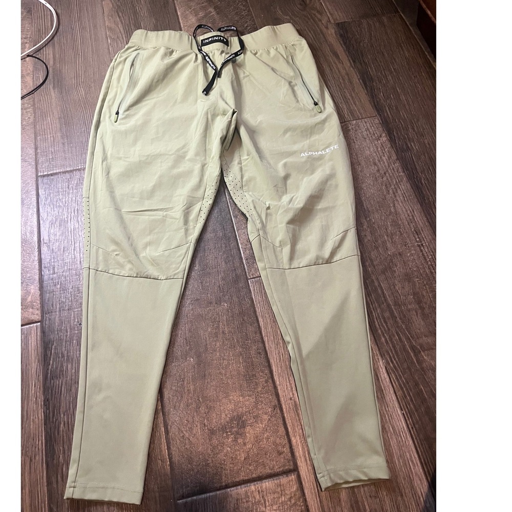 Alphalete Infinity Joggers Mens Large Sage Green Olive Tapered Training Pants